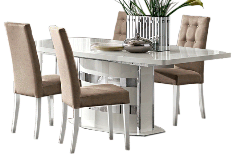 ESF Furniture -  Dama Bianca Dining 5 Piece Dining Room Set in White - DAMABIANCADTABLE-5SET