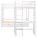 GFD Home - Twin over Twin/King Size L-Shaped Bunk Bed with Built-in Desk and Two Drawers,White - GreatFurnitureDeal