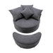 GFD Home - Orisfur. 360° Swivel Accent Barrel Chair with Storage Ottoman & 4 Pillows, Modern Linen Leisure Chair Round Accent for Living Room - GreatFurnitureDeal