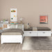 GFD Home - L-shaped Platform Bed with Trundle and Drawers Linked with built-in Desk,Twin,White - GreatFurnitureDeal