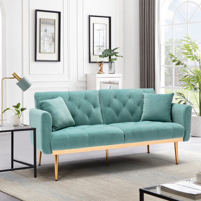 GFD Home - COOLMORE  Velvet  Sofa , Accent sofa .loveseat sofa with rose gold metal feet  and