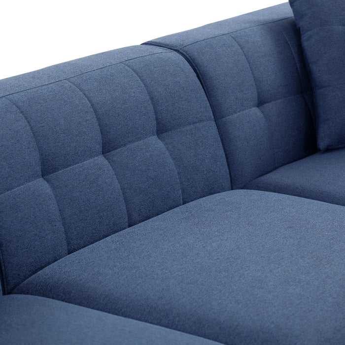 GFD Home - Sectional Sofa with Ottoman DIY Combination Sofa Blue