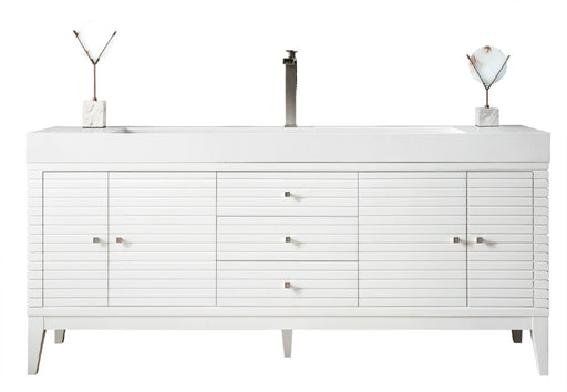 James Martin Furniture - Linear 72" Single Vanity, Glossy White w- Glossy White Composite Top - 210-V72S-GW-GW - GreatFurnitureDeal