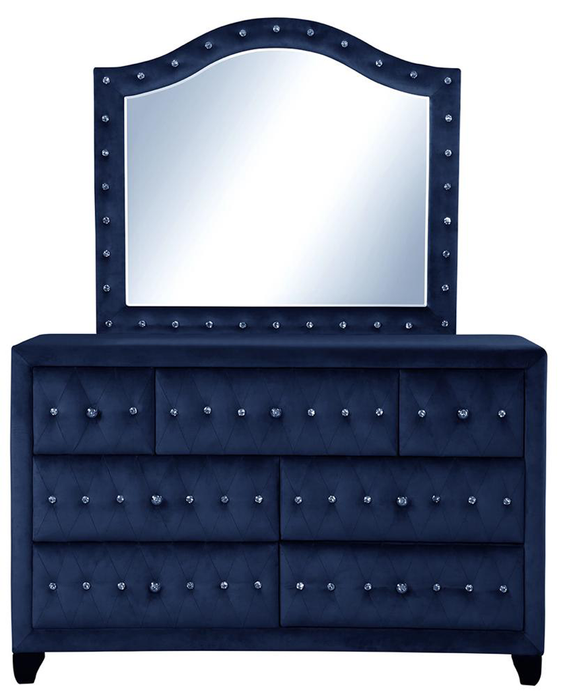 Sophia Queen Bed 4 Piece Blue - GreatFurnitureDeal