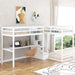 GFD Home - L-Shaped Twin Size Bunk Bed and Loft Bed with Built-in Middle Staircase and Desk, White - GreatFurnitureDeal