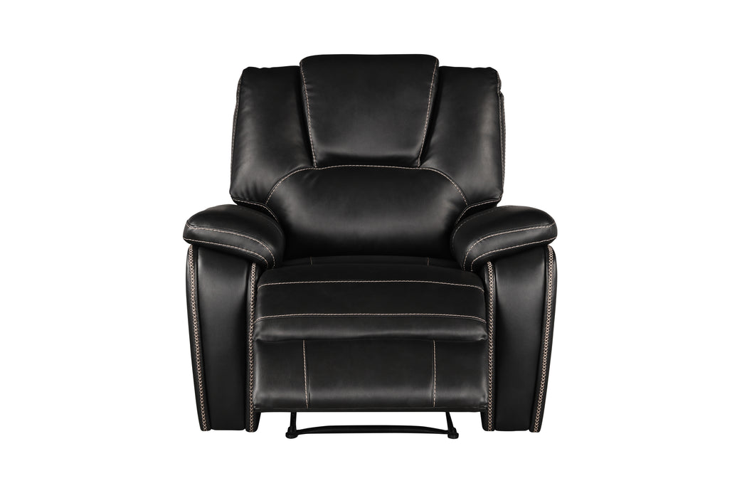 GFD Home - Hong Kong 3 Piece Power Reclining Sofa Set made with Faux Leather in Black - GreatFurnitureDeal