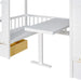 GFD Home - Twin-Over-Twin Bunk Bed with Changeable Table , Bunk Bed  Turn into Upper Bed and Down Desk with 2 Drawers - White - GreatFurnitureDeal