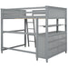 GFD Home - Full size Loft Bed with Drawers and Desk, Wooden Loft Bed with Shelves - Gray(OLD SKU:LT000529AAE) - GreatFurnitureDeal