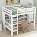 GFD Home - Full Size Loft Bed with Multifunction Shelves and Under-bed Desk, White - GreatFurnitureDeal