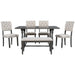 GFD Home - TREXM 6-Piece Dining Table and Chair Set with Special-shaped Legs and Foam-covered Seat Backs&Cushions for Dining Room (Gary) - GreatFurnitureDeal