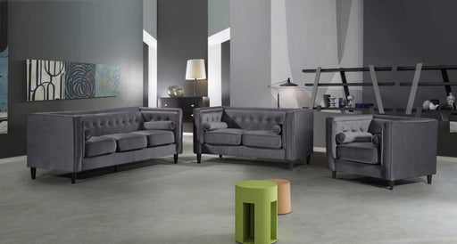 Meridian Furniture - Taylor Velvet Loveseat in Grey - 642GRY-L - GreatFurnitureDeal