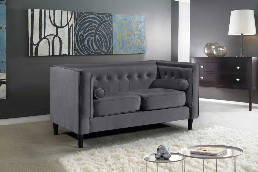 Meridian Furniture - Taylor Velvet Loveseat in Grey - 642GRY-L - GreatFurnitureDeal