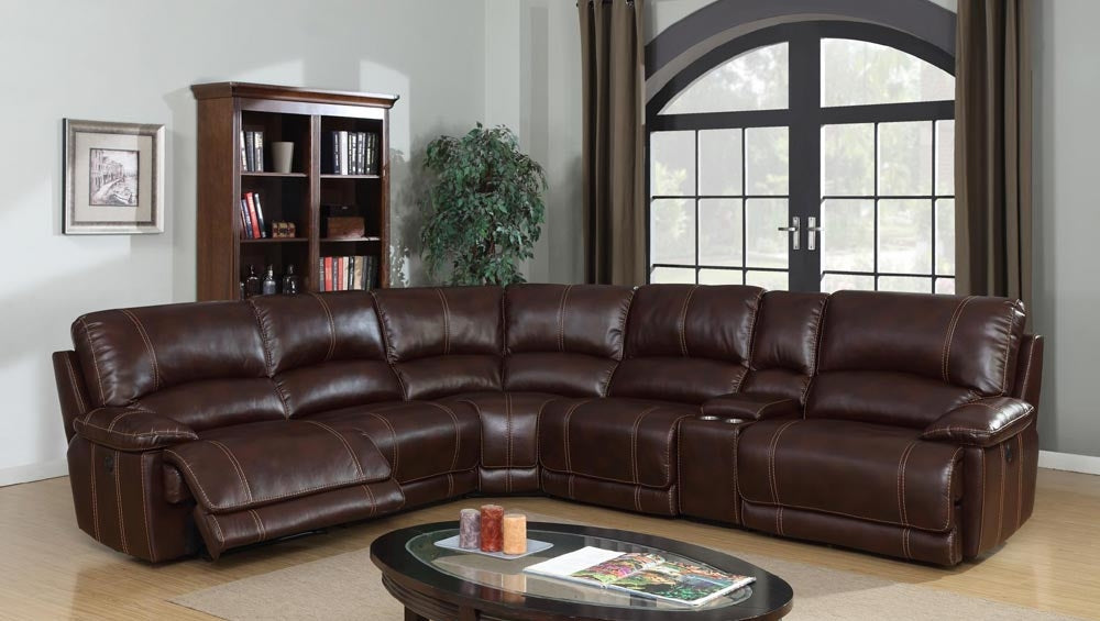 Myco Furniture - Cameron Leather Gel Reclining Sectional in Brown - 1003-BR