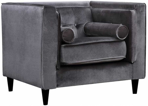 Meridian Furniture - Taylor Velvet Chair in Grey - 642GRY-C - GreatFurnitureDeal