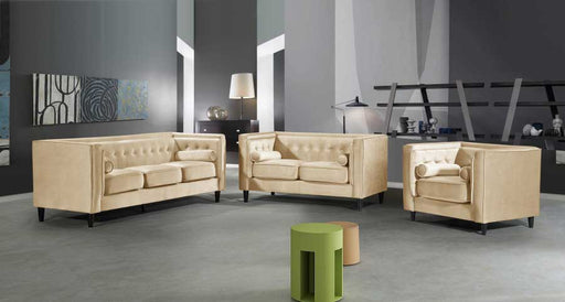 Meridian Furniture - Taylor Velvet Loveseat in Beige - 642BE-L - GreatFurnitureDeal
