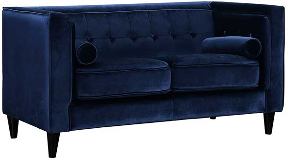 Meridian Furniture - Taylor Velvet Loveseat in Navy - 642Navy-L - GreatFurnitureDeal