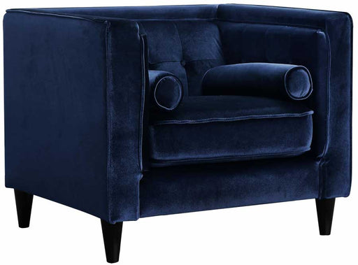 Meridian Furniture - Taylor Velvet Chair in Navy - 642Navy-C - GreatFurnitureDeal