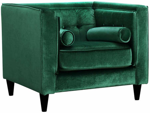 Meridian Furniture - Taylor Velvet Chair in Green - 642Green-C - GreatFurnitureDeal