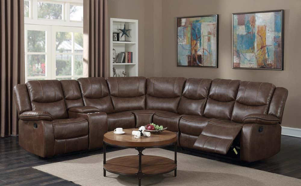 Myco Furniture - Theo Brown Leather Gel Reclining Sectional - 1016