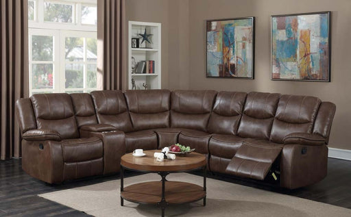 Myco Furniture - Theo Brown Leather Gel Reclining Sectional - 1016 - GreatFurnitureDeal