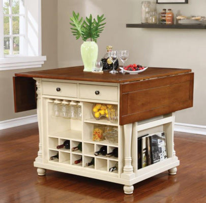 Coaster Furniture - Kitchen Carts Two-Tone Kitchen Island with Leaves - 102271 - GreatFurnitureDeal