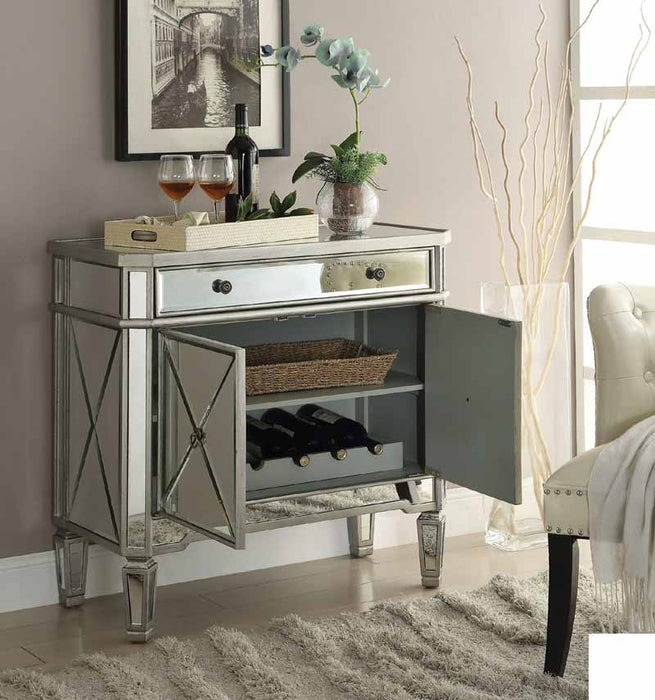 Coaster Furniture - Mirrored Drawer Wine Cabinet - 102596 - Open View