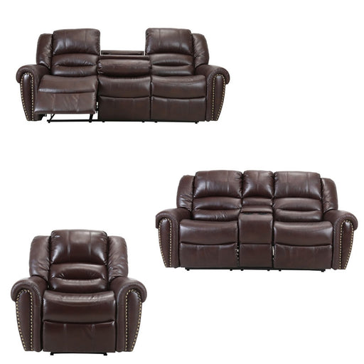 Myco Furniture - Braxton 3 Piece Living Room Set in Brown - 1026-SLC-BR
