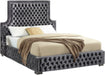 Meridian Furniture - Sedona Velvet Queen Bed in Grey - SedonaGrey-Q - GreatFurnitureDeal