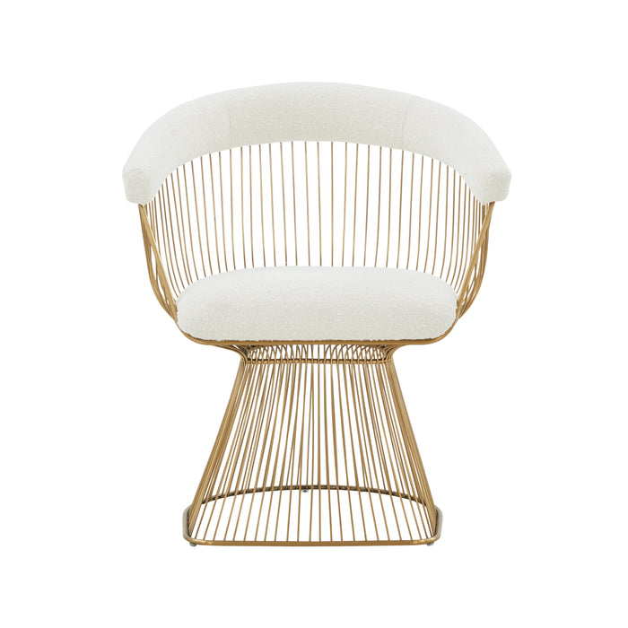 GFD Home - Modrest Chandler Modern White Shepra and Matte Gold Dining Chair - GreatFurnitureDeal