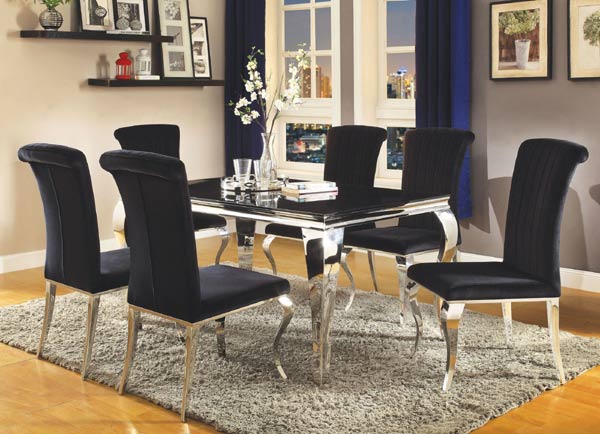 Coaster Furniture - Carone Stainless Steel 5 Piece Dining Room Set - 105071-105072-5SET