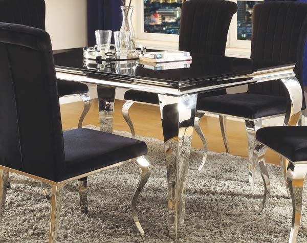Coaster Furniture - Carone Stainless Steel 5 Piece Dining Room Set - 105071-105072-5SET - GreatFurnitureDeal