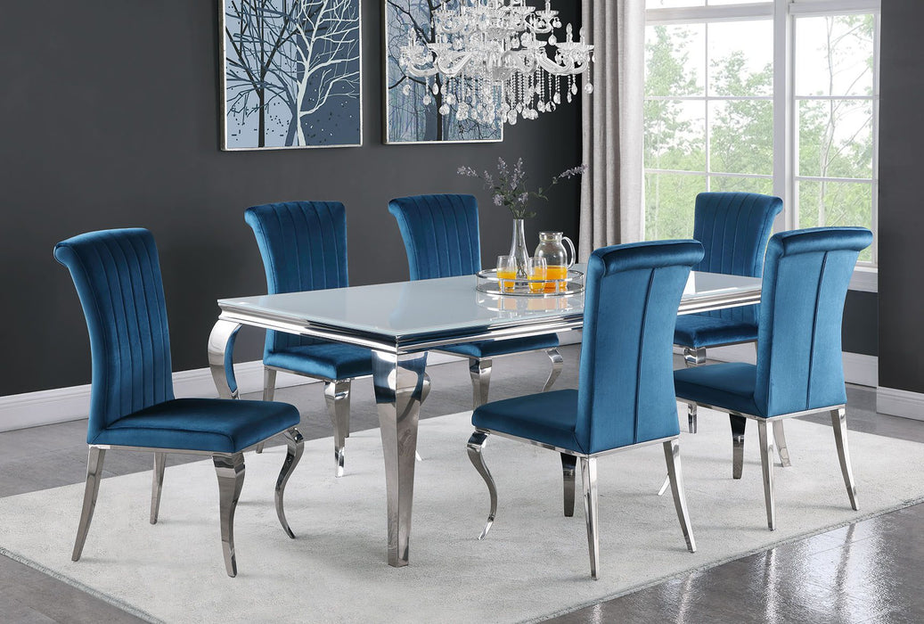 Coaster Furniture - Carone Upholstered Side Chairs Teal And Chrome (Set Of 4) - 105076 - GreatFurnitureDeal