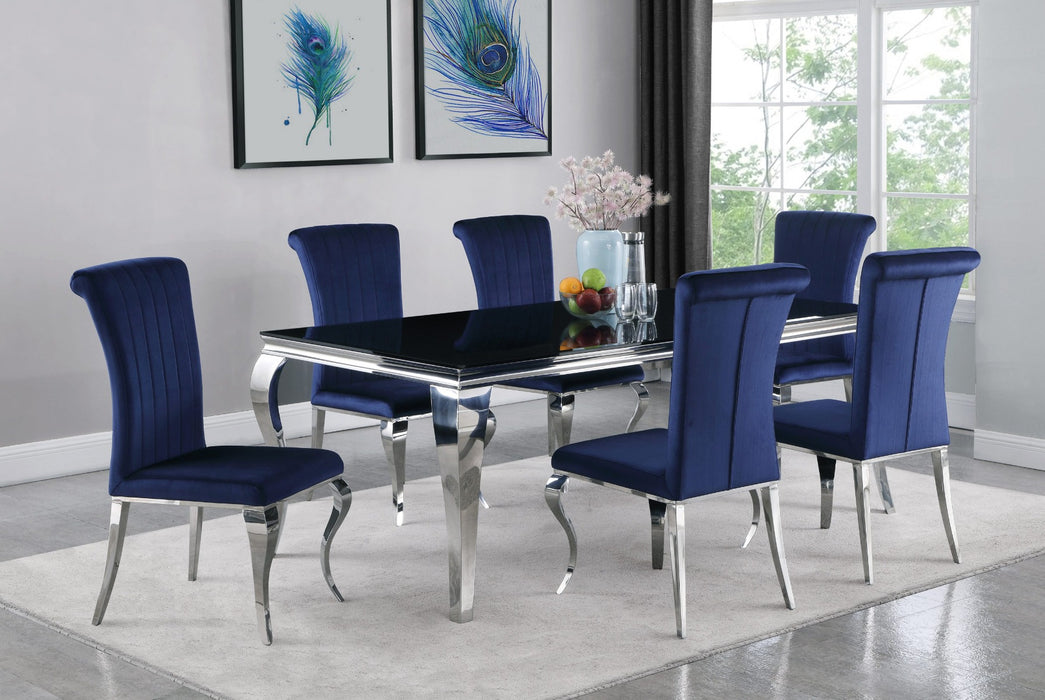 Coaster Furniture - Carone Upholstered Side Chairs Ink Blue And Chrome (Set Of 4) - 105077 - GreatFurnitureDeal