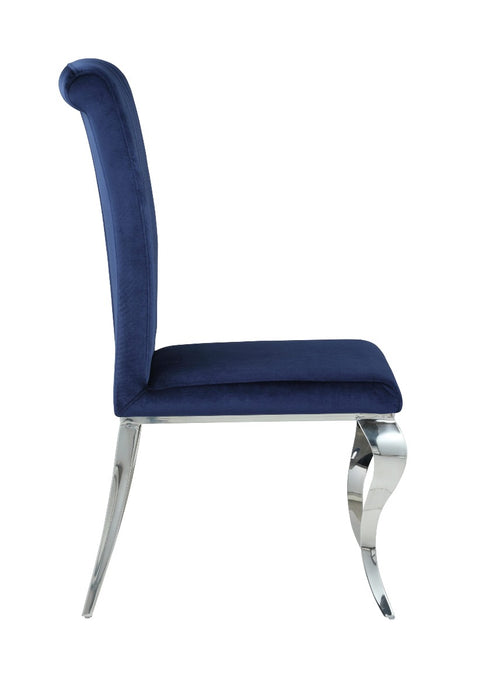 Coaster Furniture - Carone Upholstered Side Chairs Ink Blue And Chrome (Set Of 4) - 105077