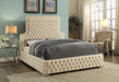 Meridian Furniture - Sedona Velvet Queen Bed in Cream - SedonaCream-Q - GreatFurnitureDeal