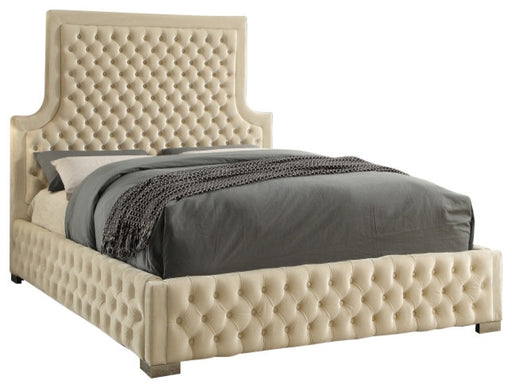 Meridian Furniture - Sedona Velvet King Bed in Cream - SedonaCream-K - GreatFurnitureDeal