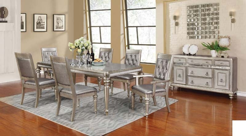 Coaster Furniture - Danette Metallic Platinum Extendable Rectangular Dining Table - 106471 - Set View
