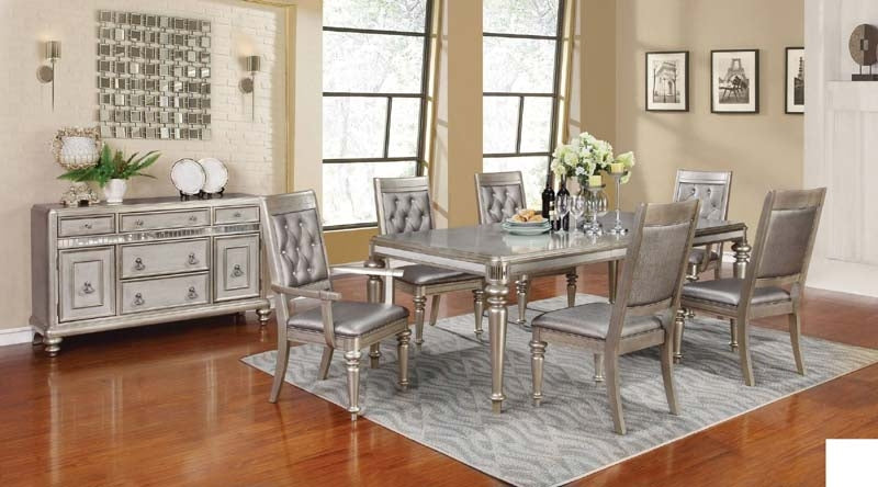 Coaster Furniture - Danette Metallic Platinum Rectangular Extendable 5 Piece Dining Room Set - 106471-5SET