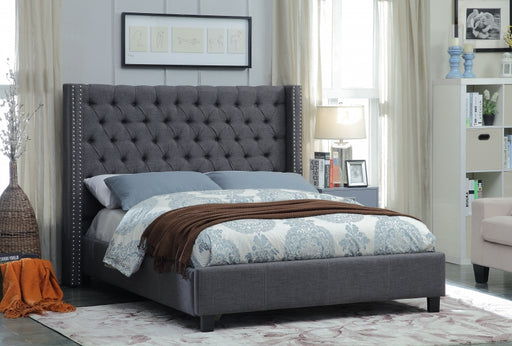 Meridian Furniture - Ashton Linen Queen Bed in Grey - AshtonGrey-Q - GreatFurnitureDeal