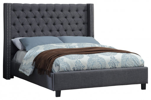 Meridian Furniture - Ashton Linen King Bed in Grey - AshtonGrey-K - GreatFurnitureDeal