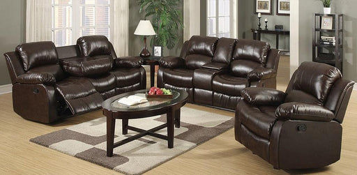 Myco Furniture - Kaden Bonded Leather Recliner Console Loveseat in Brown - 1070-CL-BR - GreatFurnitureDeal