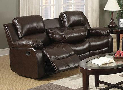 Myco Furniture - Kaden Bonded Leather Recliner Drop Down Sofa in Brown - 1070-DS-BR