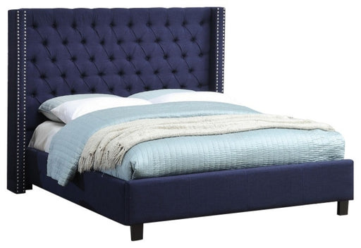 Meridian Furniture - Ashton Linen Queen Bed in Navy - AshtonNavy-Q - GreatFurnitureDeal