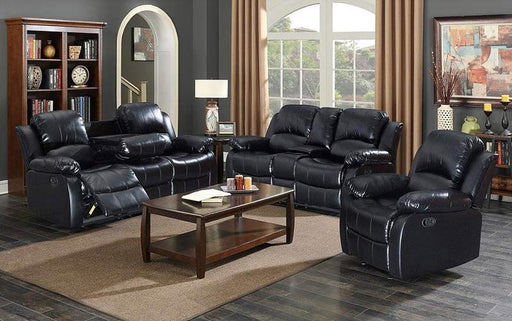 Myco Furniture - Kaden Black Bonded Leather Reclining Console Loveseat - 1075-CL-BK - GreatFurnitureDeal