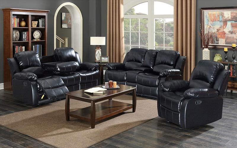 Myco Furniture - Kaden 2 Piece Reclining Sofa Set in Black - 1075-DS-CL-BK