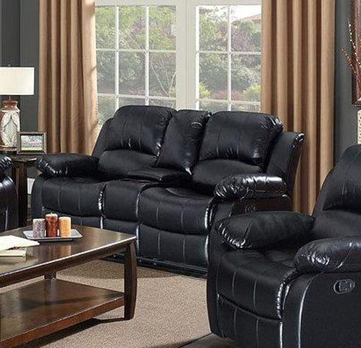 Myco Furniture - Kaden Black Bonded Leather Reclining Console Loveseat - 1075-CL-BK - GreatFurnitureDeal