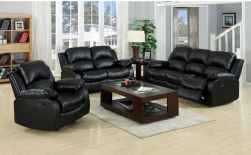 Myco Furniture - Kaden Leather Reclining Loveseat with Pillow Top Arms In Black - 1075L-BLK