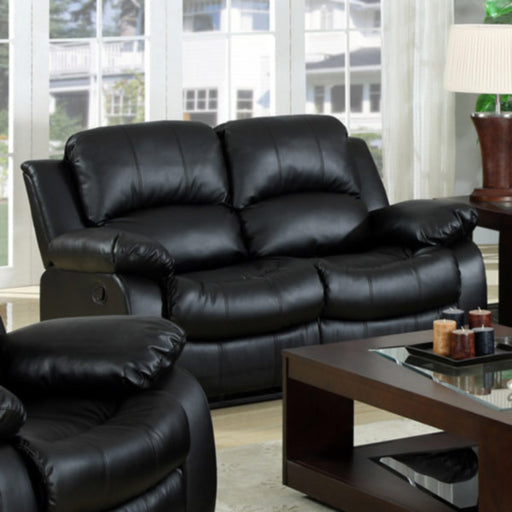 Myco Furniture - Kaden Leather Reclining Loveseat with Pillow Top Arms In Black - 1075L-BLK