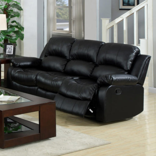 Myco Furniture - Kaden Leather Reclining Sofa with Pillow Top Arms In Black - 1075S-BLK