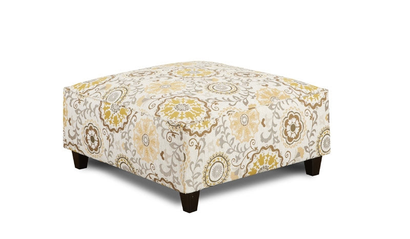 Southern Home Furnishings - Romero Sterling Cocktail Ottoman - 109 Alpenrose Daisy